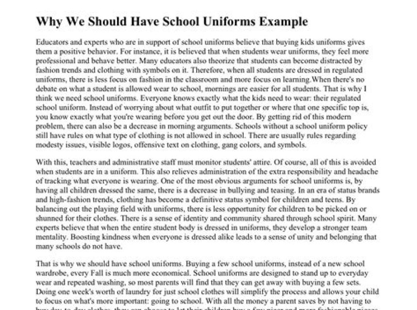 Schools Uniforms Essay